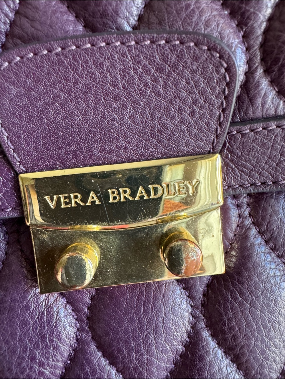 Vera Bradley Leather Quilted Top-Handle Satchel in Deep Plum - Picture 3 of 10